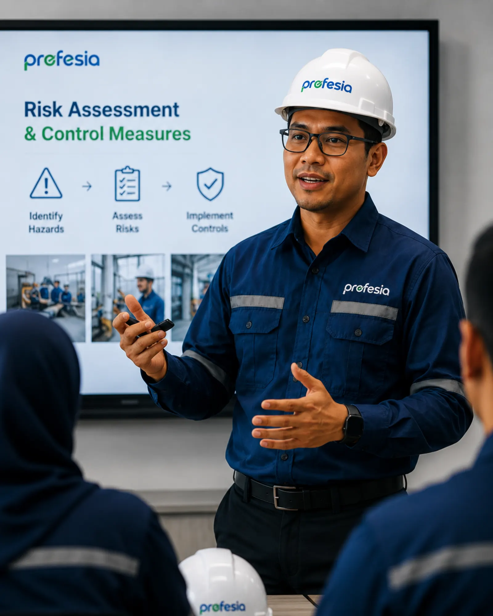 Instruktur Profesia memandu sesi pelatihan keselamatan kerja