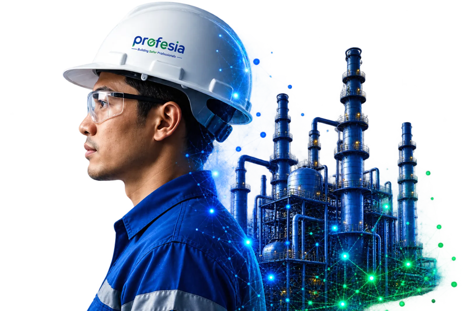 Profesional industri Indonesia bersertifikasi BNSP dengan helm keselamatan Profesia